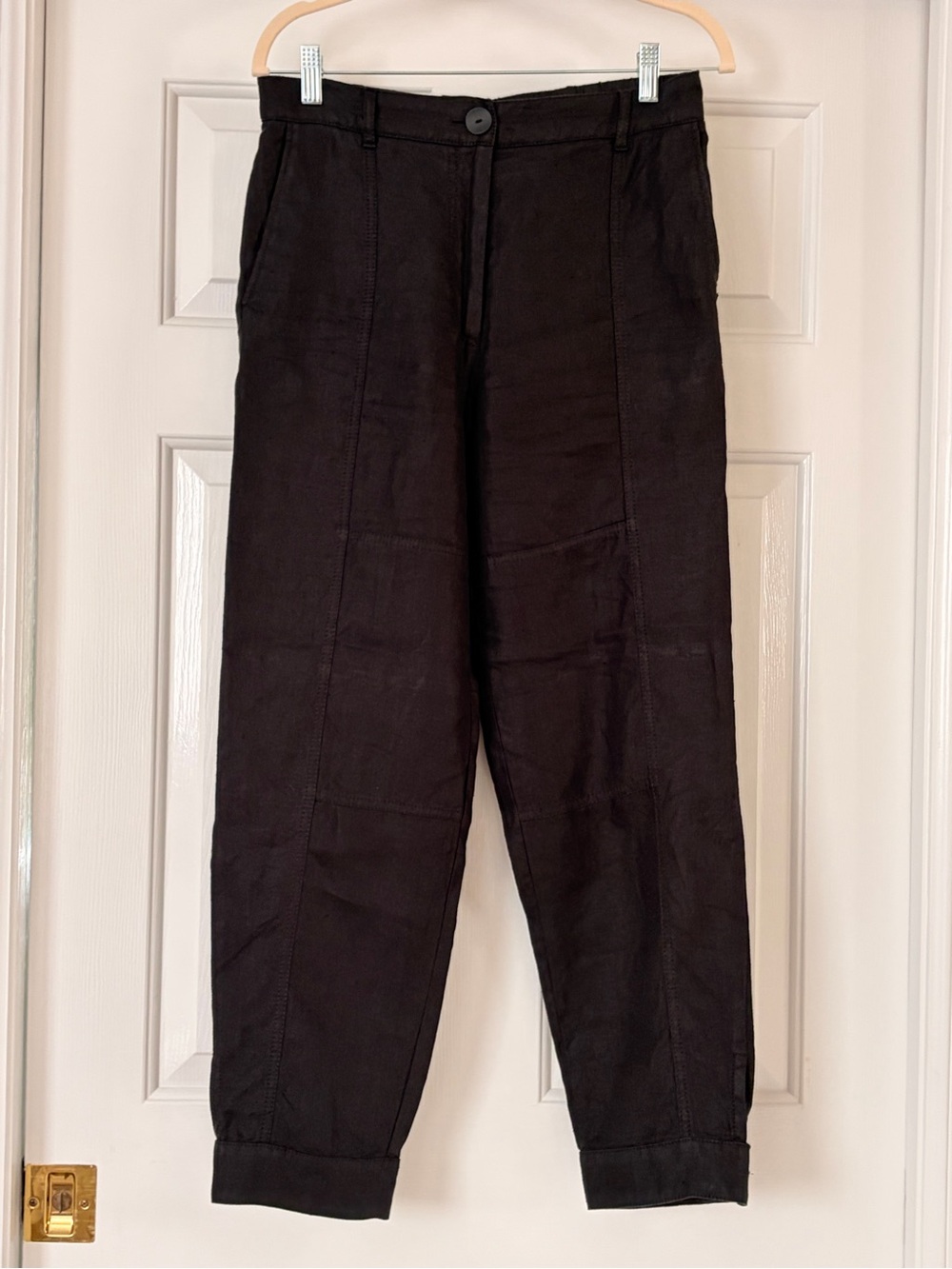 Massimo Dutti Linen jogging trousers with buttoned hems, size 6